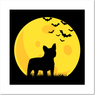 French Bulldog Moon TShirt Halloween Funny Posters and Art